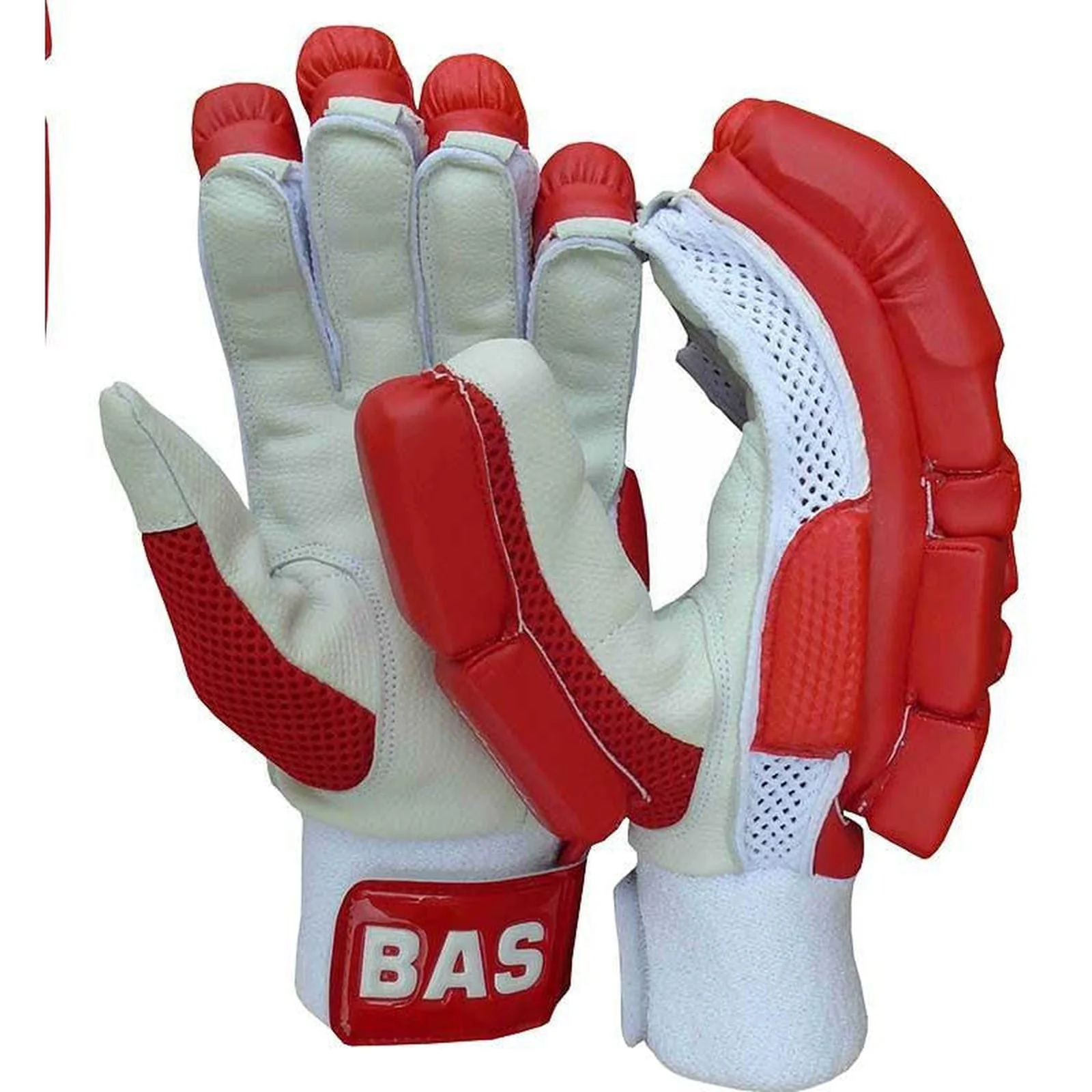 BAS Vintage Classic Batting Coloured Cricket Gloves - Senior Red - Image 2