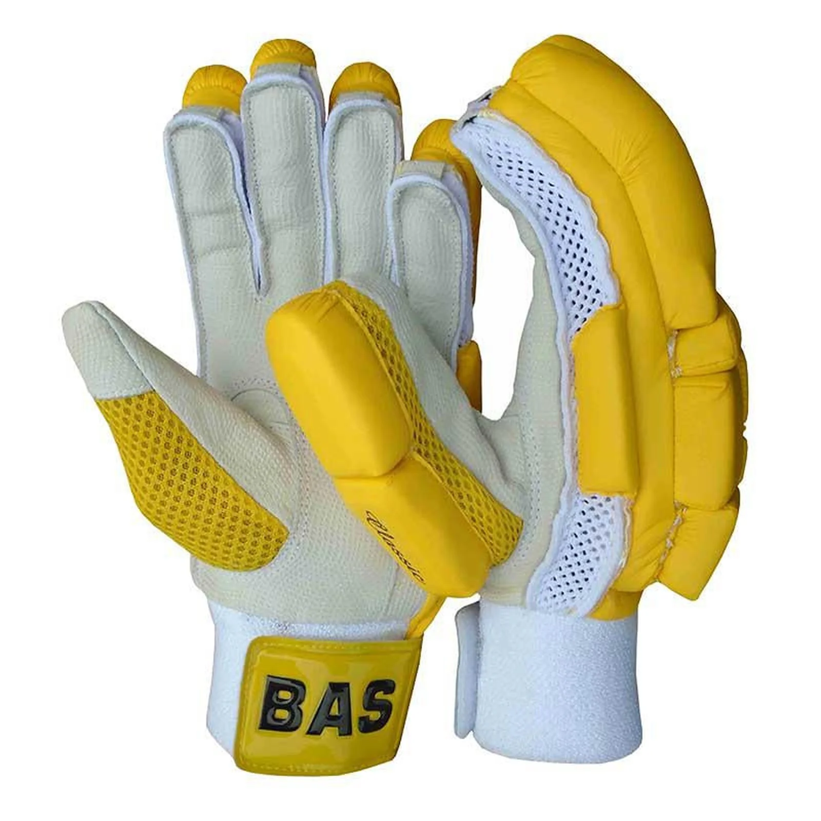BAS Vintage Classic Batting Coloured Cricket Gloves - Senior Yellow - Image 2
