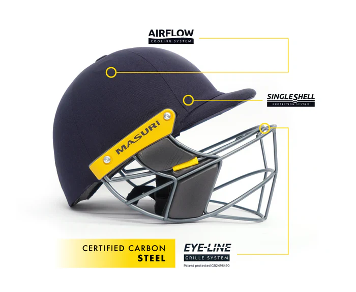 Masuri E Line Steel Grille Cricket Helmet - Senior Navy - Image 2