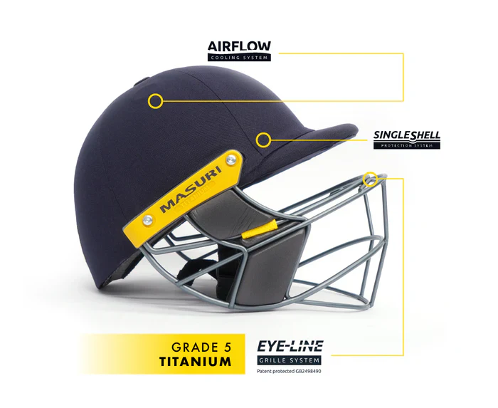 Masuri E Line Titanium Grille Cricket Helmet - Senior Black - Image 2