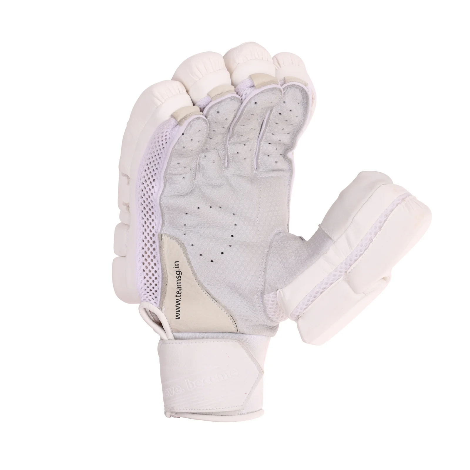 SG Hilite White Cricket Batting Gloves - Senior - Image 4