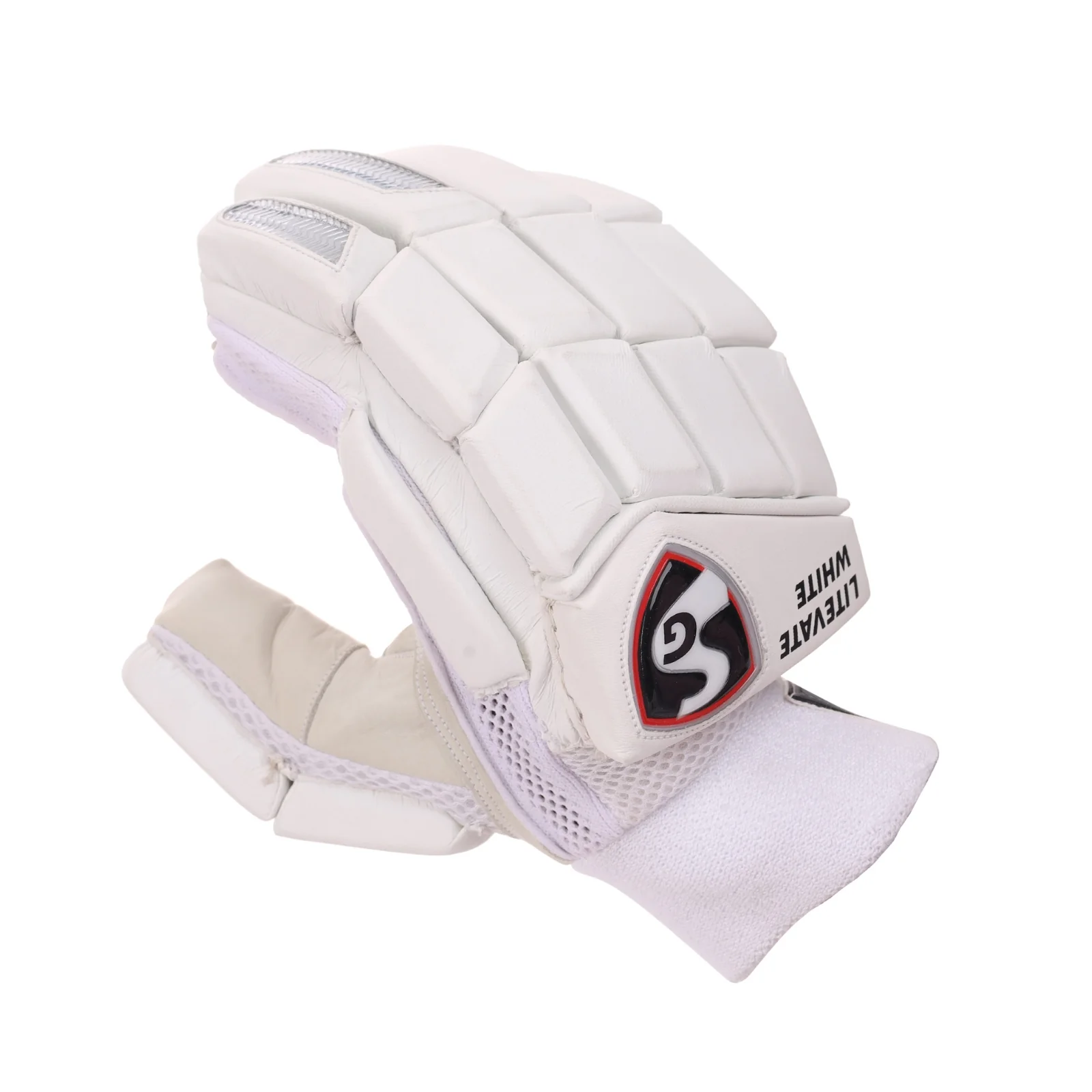 SG Litevate White Cricket Batting Gloves - Youth - Image 2